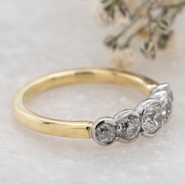 Noah James Jewellers Manchester In Stock Engagement Ring 5 STONE RUBOVER PLATINUM AND YELLOW GOLD DIAMOND RING Lab Grown Diamond Moissanite