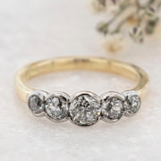 Noah James Jewellers Manchester In Stock Engagement Ring 5 STONE RUBOVER PLATINUM AND YELLOW GOLD DIAMOND RING Lab Grown Diamond Moissanite