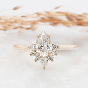 Adriana Pear Shape Lab Diamond Engagement Ring with fancy half halo
