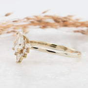 Adriana Pear Shape Lab Diamond Engagement Ring with fancy half halo