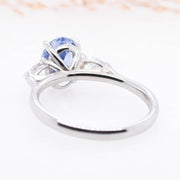 Flora Oval and Pear Shaped 3 Stone Lab Grown Sapphire and Diamond Engagement Ring Platinum 1.50ct