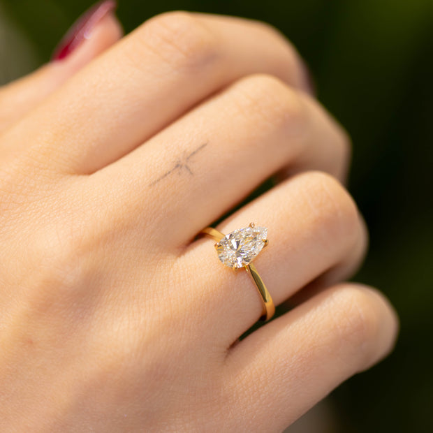 Celeste Pear Shape Lab Grown Diamond Solitaire Engagement Ring 18ct Yellow Gold 1.50ct