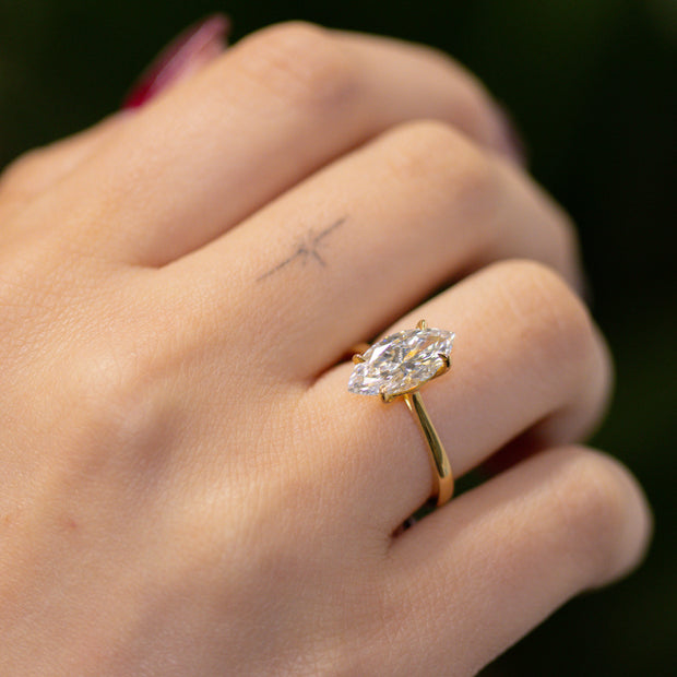 Celeste Marquise Cut Lab Grown Diamond Solitaire Engagement Ring 18ct Yellow Gold 2.00ct