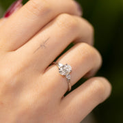 Flora Oval and Pear Shaped 3 Stone Lab Grown Diamond Engagement Ring Platinum 1.00ct