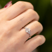 Margot Oval Cut Trefoil Shoulder Lab Grown Diamond Engagement Ring Platinum 1.00ct