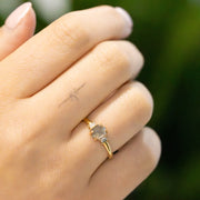 Cleona Hexagon Salt and Pepper Diamond engagement ring with baguettes 18ct yellow gold 0.88ct