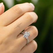 Coralie Marquise Cut Blue Lab Grown Diamond Engagement Ring with asymetric cluster shoulders Platinum 1.73ct