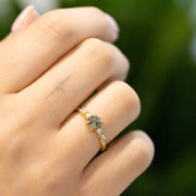 Kari Hexagon salt and pepper diamond engagement ring baguette and round shoulders 18ct Yellow Gold 0.86ct