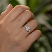 Lola Elongated Cushion Cut Lab Grown Diamond Engagement Ring with fancy cluster shoulders platinum 1.50ct