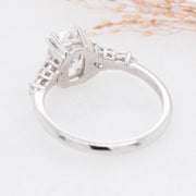 Lola Elongated Cushion Cut Lab Grown Diamond Engagement Ring with fancy cluster shoulders platinum 1.50ct