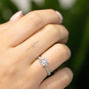 Elena Round Brilliant Cut Lab Grown Diamond Shoulder Engagement Ring Platinum 1.00ct