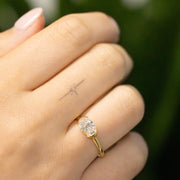 Paloma Oval Cut East West Semi Rubover Set Lab Grown Diamond Solitaire Engagement Ring 18ct Yellow Gold 1ct