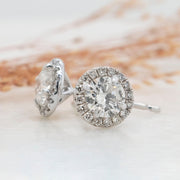 Noah James Jewellers Manchester In Stock Earring Adele Diamond Halo Earrings Lab Grown Diamond Moissanite