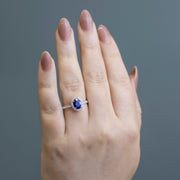 Adele Oval Cut Lab Grown Sapphire Halo Engagement Ring Platinum 1.62ct