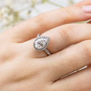 Noah James Jewellers Manchester Engagement Ring Adele Pear Shape Halo Engagement Ring Yellow Gold Lab Grown Diamond Moissanite