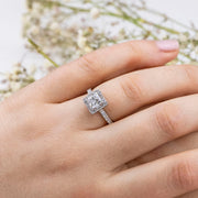 Noah James Jewellers Manchester Engagement Ring Adele Princess Cut Halo Engagement Ring Yellow Gold Lab Grown Diamond Moissanite