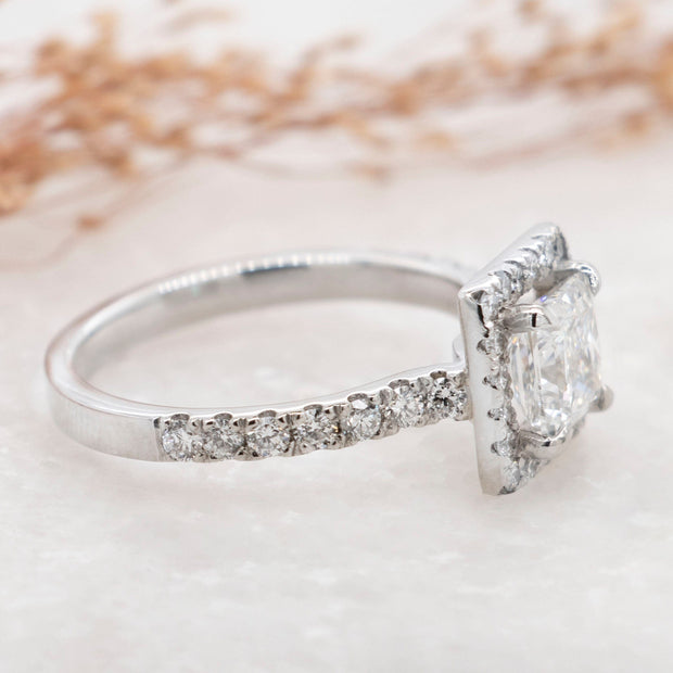 Noah James Jewellers Manchester In Stock Engagement Ring Adele Princess Cut Lab Grown Diamond Halo Engagement Ring Lab Grown Diamond Moissanite