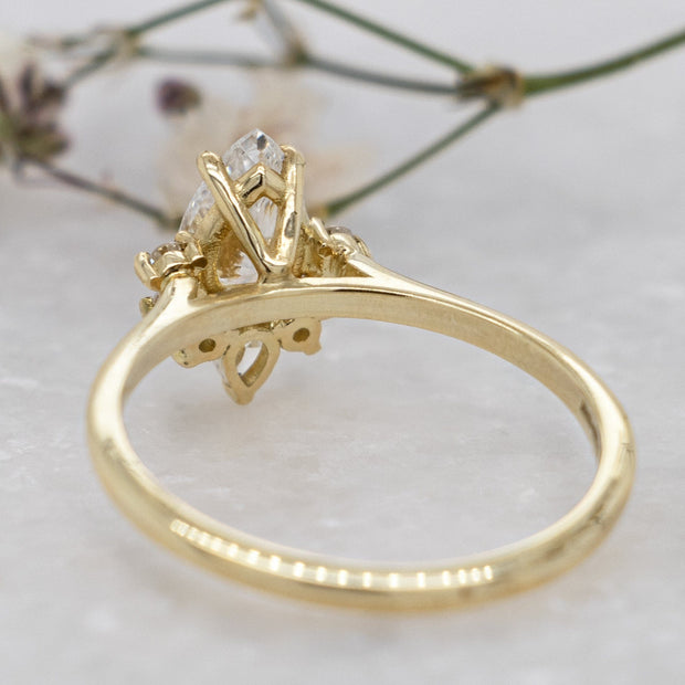 Noah James Jewellers Manchester In Stock Engagement Ring Adriana Pear Shape Lab Diamond Engagement Ring with fancy half halo Lab Grown Diamond Moissanite