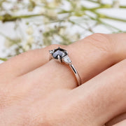 Noah James Jewellers Manchester In Stock Engagement Ring Alicia Rose Cut Salt and Pepper Diamond 3 stone Ring Platinum Lab Grown Diamond Moissanite
