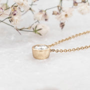 Noah James Jewellers Manchester In Stock Pendant Alyssa Round Brilliant Cut Moissanite Rubover Set Pendant 9ct Yellow Gold Lab Grown Diamond Moissanite