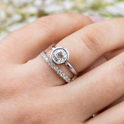 Noah James Jewellers Manchester Engagement Ring Alyssa Round Brilliant Cut Rubover Solitaire Engagement Ring Platinum Lab Grown Diamond Moissanite