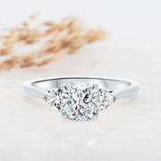 Noah James Jewellers Manchester Engagement Ring Aquila Cushion Cut and Trilliant Cut Engagement Ring Platinum Lab Grown Diamond Moissanite
