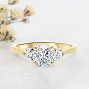Noah James Jewellers Manchester Engagement Ring Aquila Cushion Cut and Trilliant Cut Engagement Ring Yellow Gold Lab Grown Diamond Moissanite