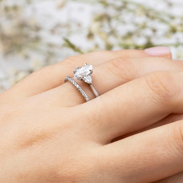 Noah James Jewellers Manchester In Stock Engagement Ring Aquila Marquise and Trilliant Engagement Ring Platinum Lab Grown Diamond Moissanite