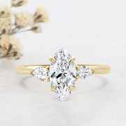 Noah James Jewellers Manchester Engagement Ring Aquila Marquise and Trilliant Engagement Ring Yellow Gold Lab Grown Diamond Moissanite