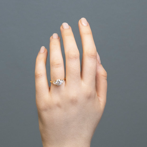 Aquila Round Brilliant and Trilliant Cut 3 Stone Lab Grown Diamond Engagement Ring 18ct Yellow Gold 1.50ct