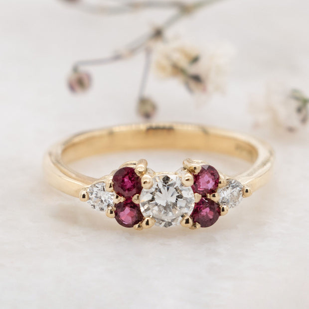 Noah James Jewellers Manchester Bespoke Gallery BESPOKE 18CT YELLOW GOLD DIAMOND AND RUBY ENGAGEMENT RING Lab Grown Diamond Moissanite