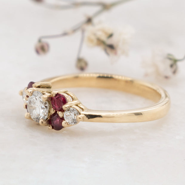 Noah James Jewellers Manchester Bespoke Gallery BESPOKE 18CT YELLOW GOLD DIAMOND AND RUBY ENGAGEMENT RING Lab Grown Diamond Moissanite
