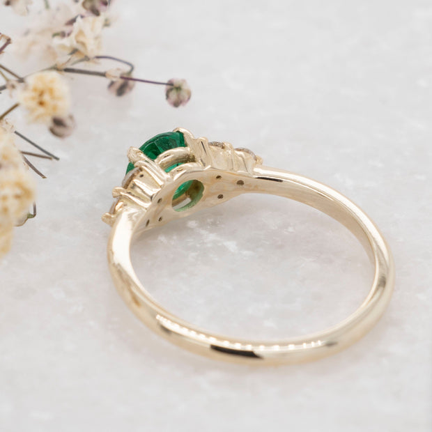 Noah James Jewellers Manchester Bespoke Gallery BSEPOKE 18CT YELLOW GOLD EMERALD AND DIAMOND RING Lab Grown Diamond Moissanite