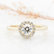 Noah James Jewellers Manchester Bespoke Gallery BESPOKE 18CT YELLOW GOLD HALO ENGAGEMENT RING Lab Grown Diamond Moissanite