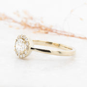 Noah James Jewellers Manchester Bespoke Gallery BESPOKE 18CT YELLOW GOLD HALO ENGAGEMENT RING Lab Grown Diamond Moissanite