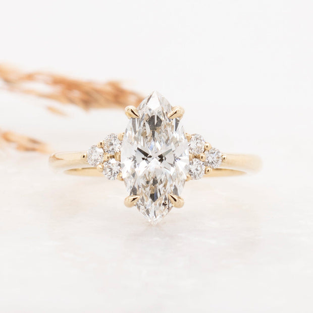 Noah James Jewellers Manchester Bespoke Gallery BESPOKE 18CT YELLOW GOLD MARQUISE ENGAGEMENT RING Lab Grown Diamond Moissanite