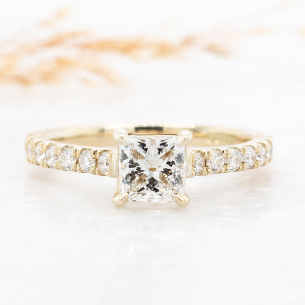 Noah James Jewellers Manchester Bespoke Gallery BESPOKE 18CT YELLOW GOLD PRINCESS CUT ENGAGEMENT RING Lab Grown Diamond Moissanite