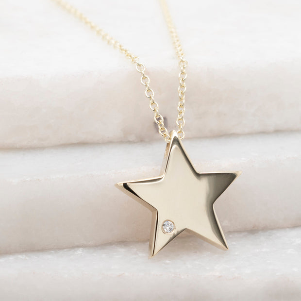 Noah James Jewellers Manchester Bespoke Gallery BESPOKE 9CT YELLOW GOLD STAR SHAPED PENDANT Lab Grown Diamond Moissanite