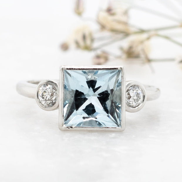 Noah James Jewellers Manchester Bespoke Gallery BESPOKE AQUAMARINE AND DIAMOND RING Lab Grown Diamond Moissanite