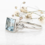 Noah James Jewellers Manchester Bespoke Gallery BESPOKE AQUAMARINE AND DIAMOND RING Lab Grown Diamond Moissanite