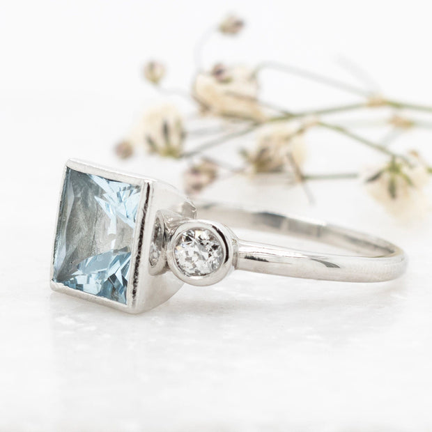 Noah James Jewellers Manchester Bespoke Gallery BESPOKE AQUAMARINE AND DIAMOND RING Lab Grown Diamond Moissanite