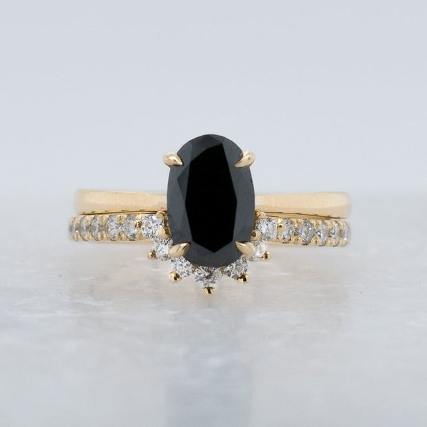 Noah James Jewellers Manchester Bespoke Gallery BESPOKE BLACK DIAMOND YELLOW GOLD ENGAGEMENT RING AND WEDDING BAND Lab Grown Diamond Moissanite