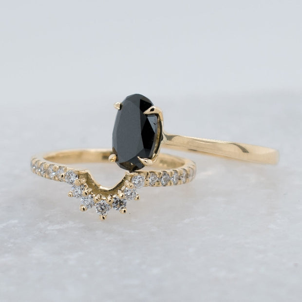 Noah James Jewellers Manchester Bespoke Gallery BESPOKE BLACK DIAMOND YELLOW GOLD ENGAGEMENT RING AND WEDDING BAND Lab Grown Diamond Moissanite