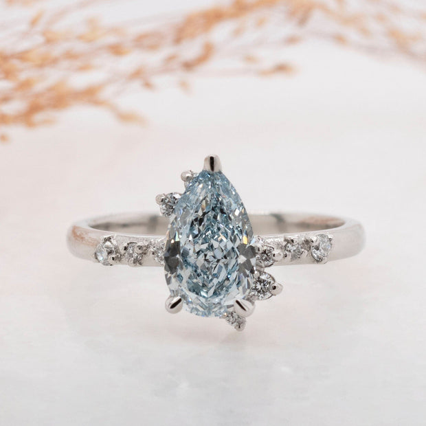 Noah James Jewellers Manchester Bespoke Gallery BESPOKE BLUE DIAMOND ENGAGEMENT RING Lab Grown Diamond Moissanite