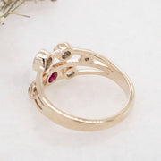 Noah James Jewellers Manchester Bespoke Gallery BESPOKE DIAMOND AND RUBY RAINDROP RING Lab Grown Diamond Moissanite
