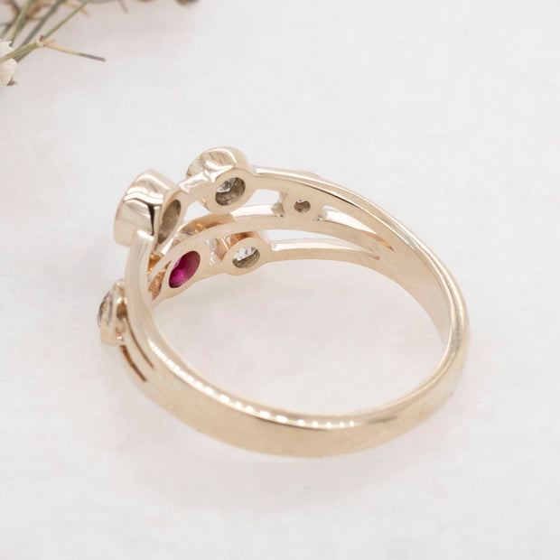 Noah James Jewellers Manchester Bespoke Gallery BESPOKE DIAMOND AND RUBY RAINDROP RING Lab Grown Diamond Moissanite