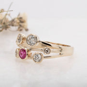 Noah James Jewellers Manchester Bespoke Gallery BESPOKE DIAMOND AND RUBY RAINDROP RING Lab Grown Diamond Moissanite