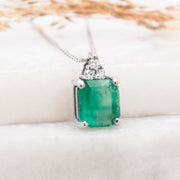 Noah James Jewellers Manchester Bespoke Gallery BESPOKE EMERALD AND DIAMOND PENDANT Lab Grown Diamond Moissanite