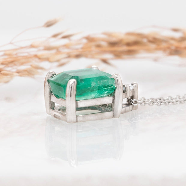 Noah James Jewellers Manchester Bespoke Gallery BESPOKE EMERALD AND DIAMOND PENDANT Lab Grown Diamond Moissanite