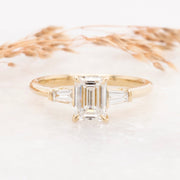 Noah James Jewellers Manchester Bespoke Gallery BESPOKE EMERALD AND TAPERED BAGUETTE ENGAGEMENT RING Lab Grown Diamond Moissanite